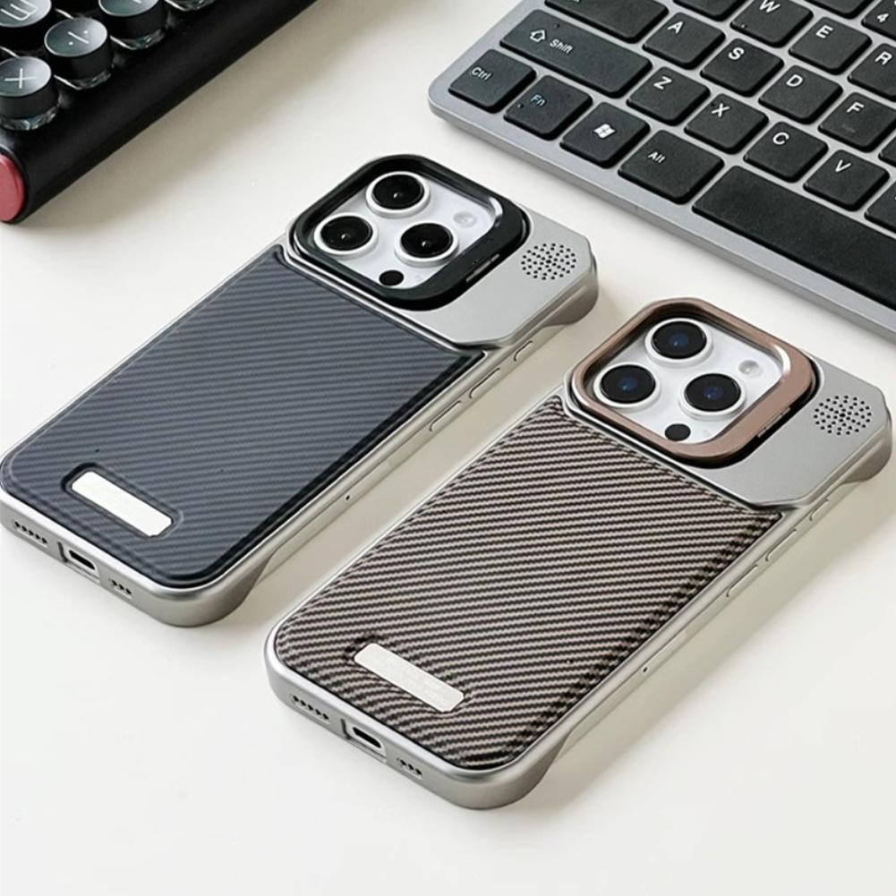 Frameless carbon fiber pattern magnetic lens holder protective cover