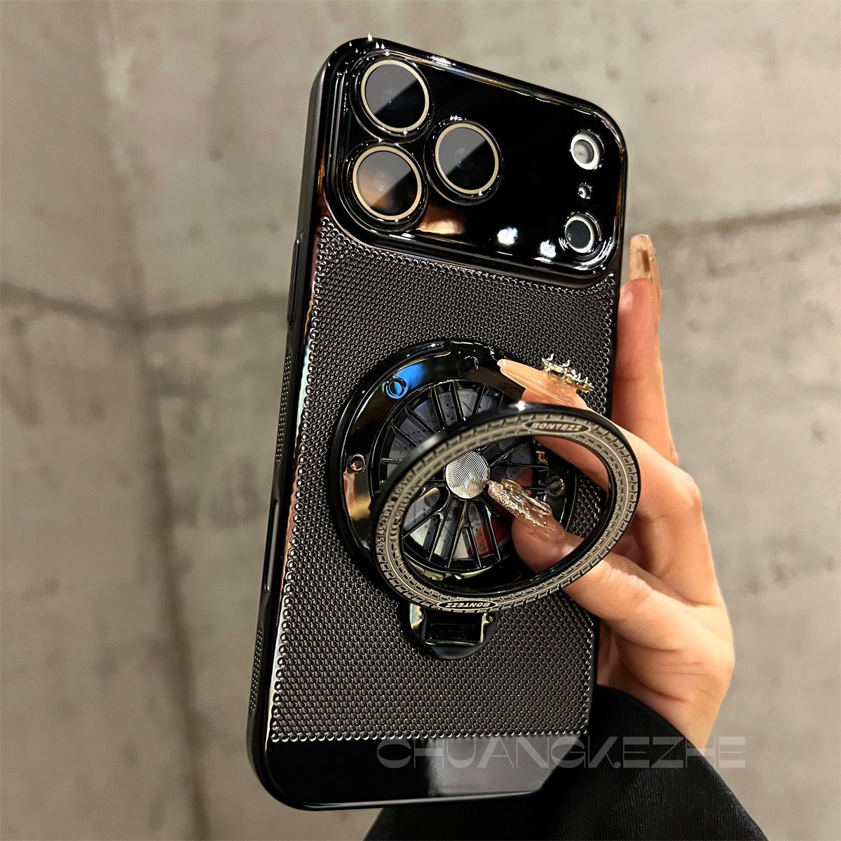 iPhone 17 Series Magnetic Cooling Case | 360° Rotating Stand & Shockproof Protection