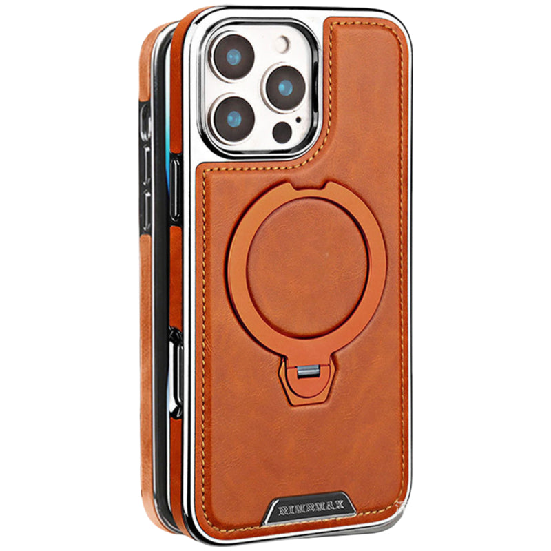 iPhone 17 Pro Max Magnetic Leather Case with 360° Rotating Stand