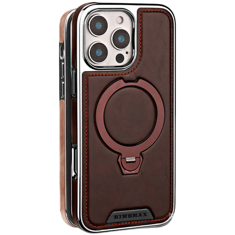 iPhone 17 Pro Max Magnetic Leather Case with 360° Rotating Stand