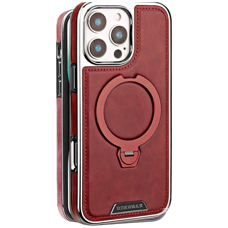 iPhone 17 Pro Max Magnetic Leather Case with 360° Rotating Stand
