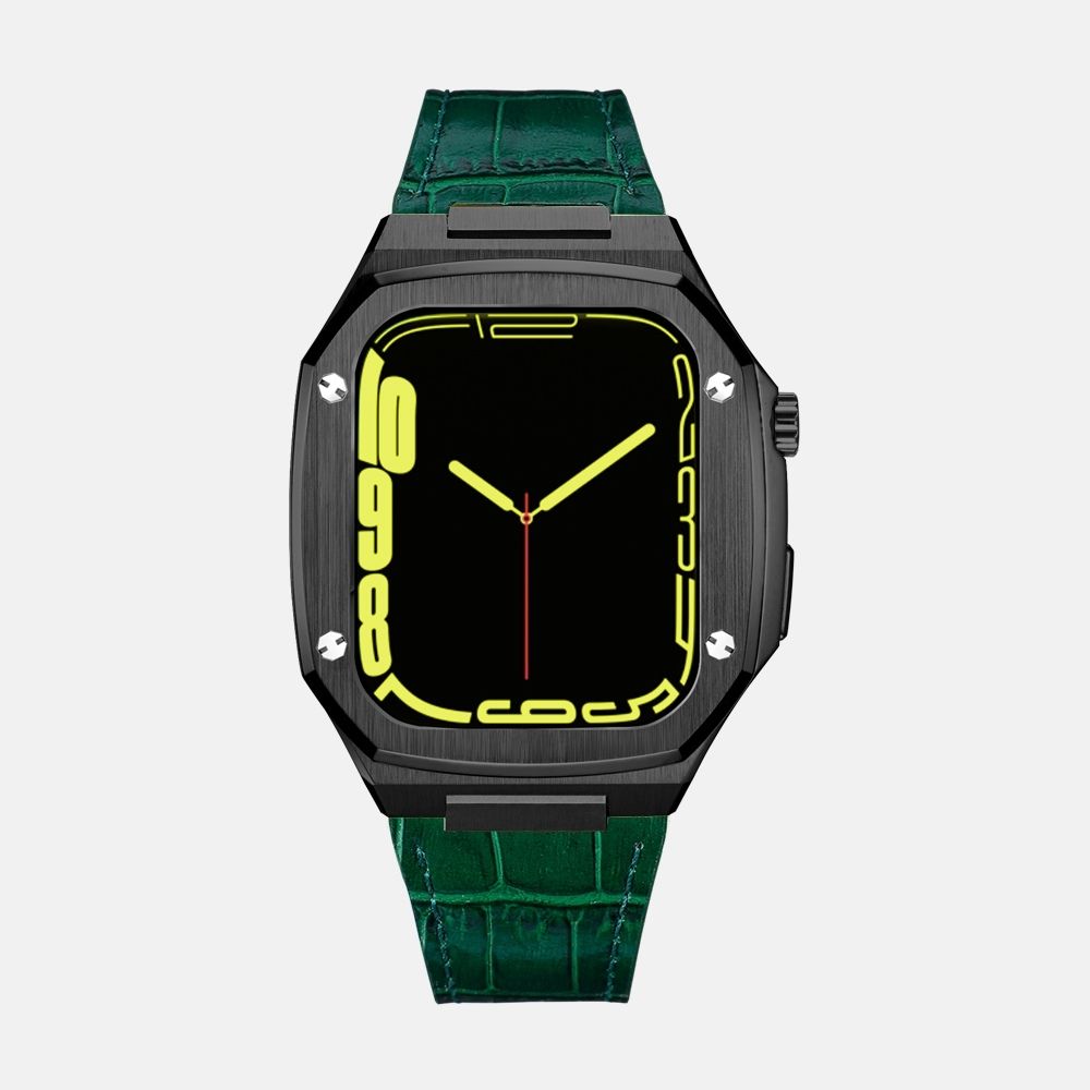 45MM Black Luxury Edition iWatch Case: Leather Strap