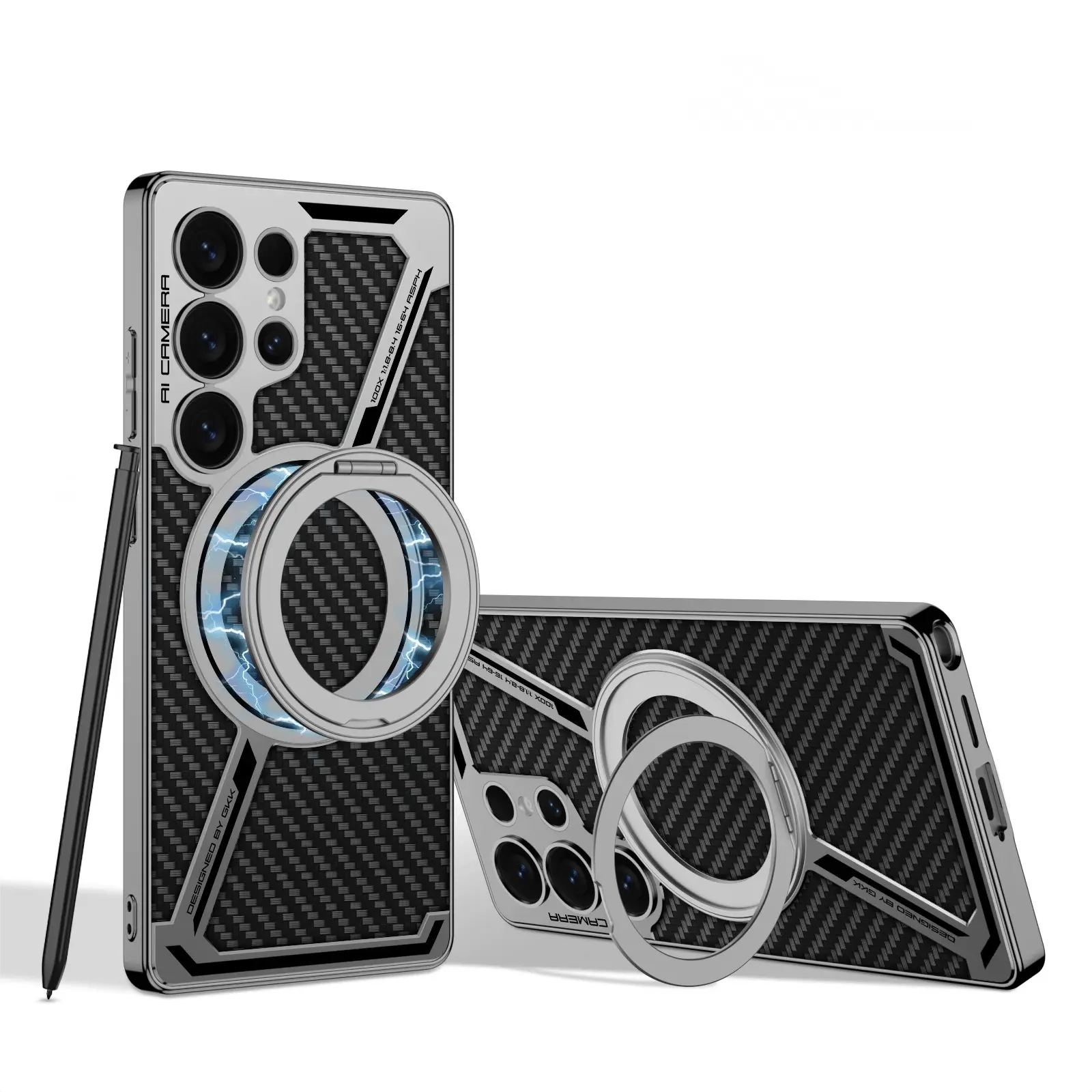 Electroplated leather built-in magnetic ring full-cover protective case(Only Case)