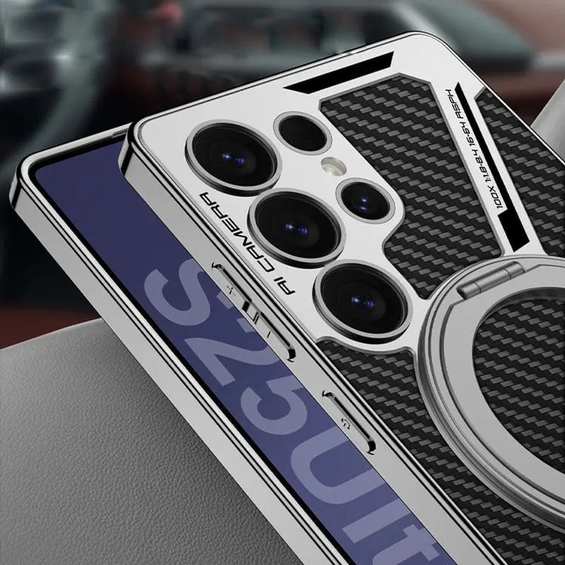 Electroplated leather built-in magnetic ring full-cover protective case(Only Case)