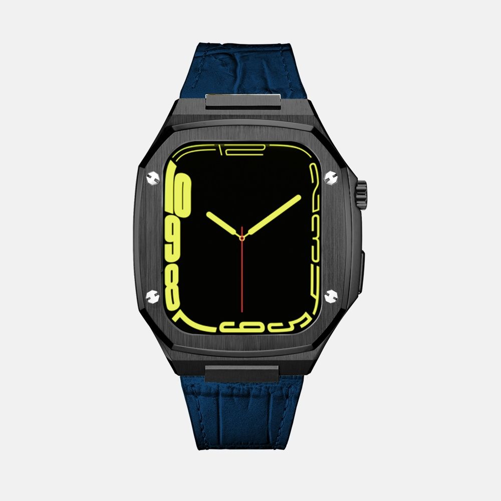 45MM Black Luxury Edition iWatch Case: Leather Strap