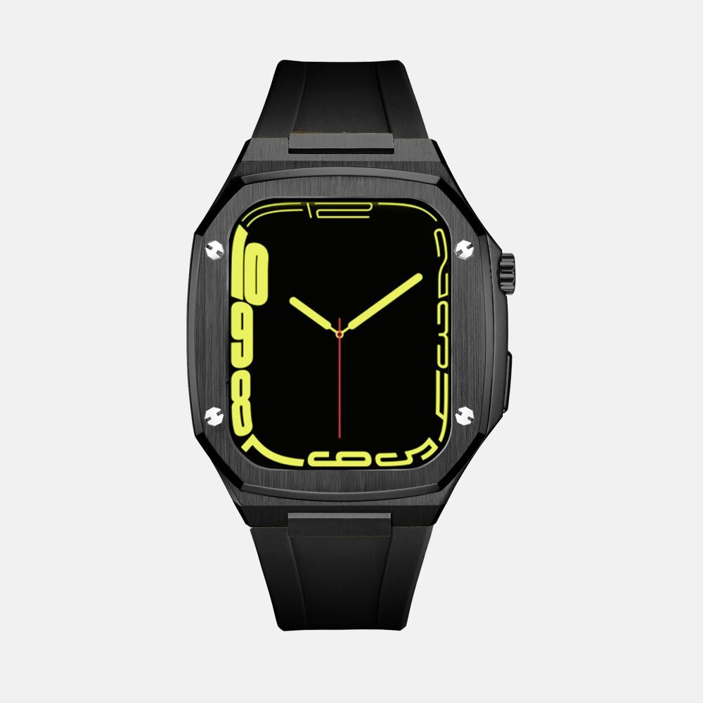 45MM Black Luxury Edition iWatch Case: Silicone Strap