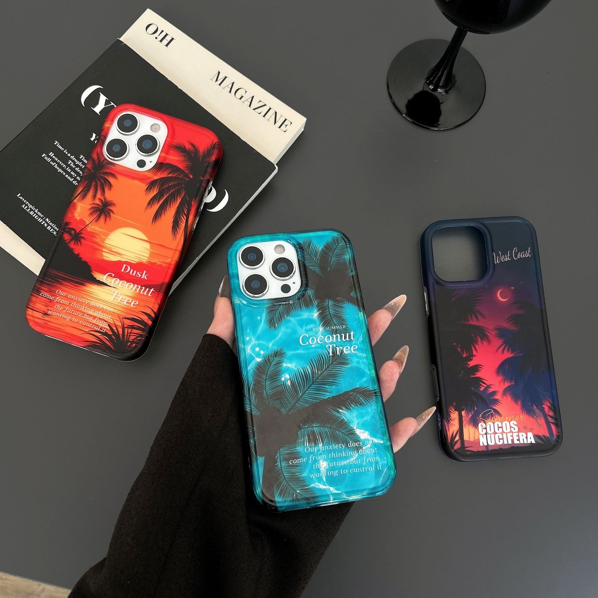 Sunset Coconut Tree Scenery Photo Frame Phone Case