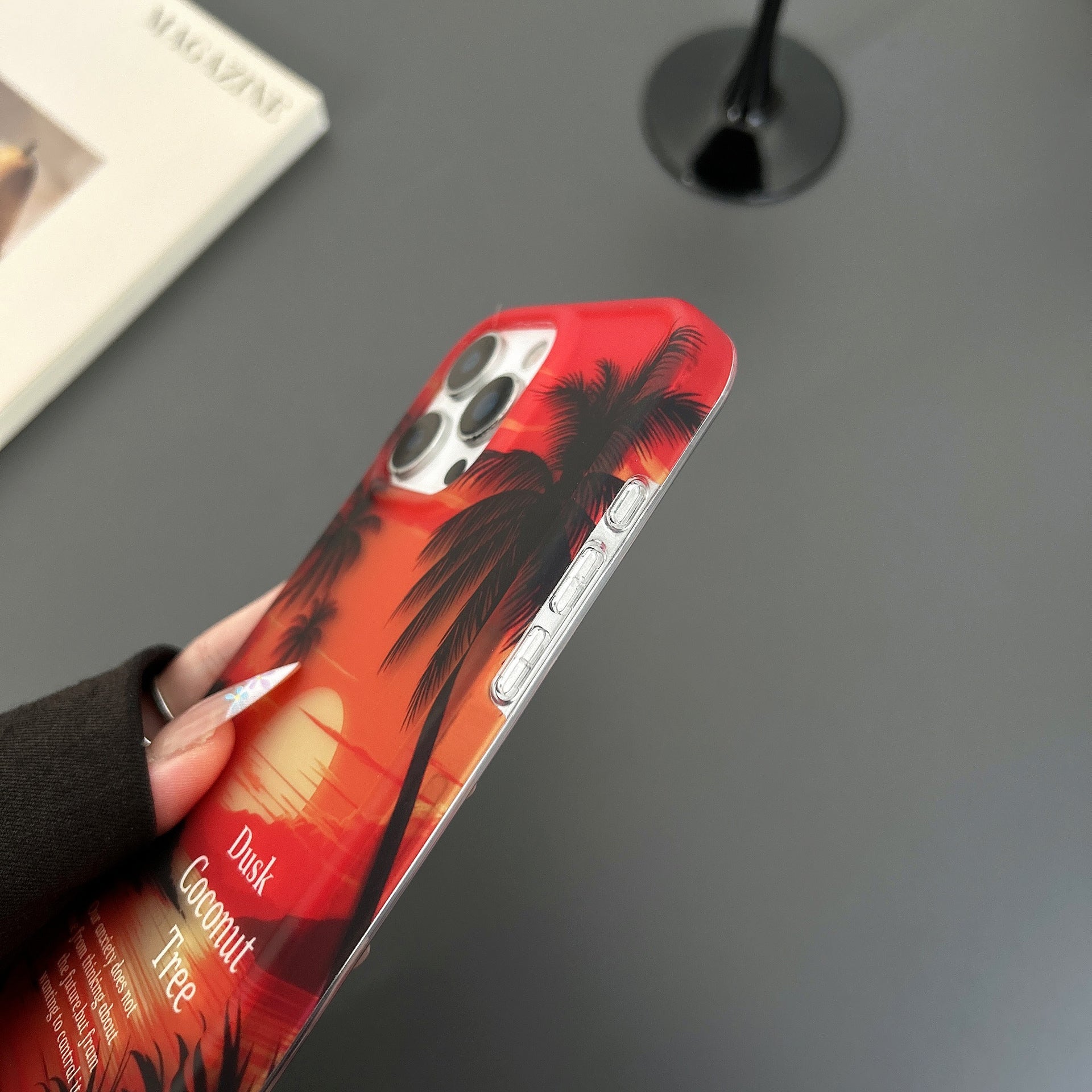 Sunset Coconut Tree Scenery Photo Frame Phone Case