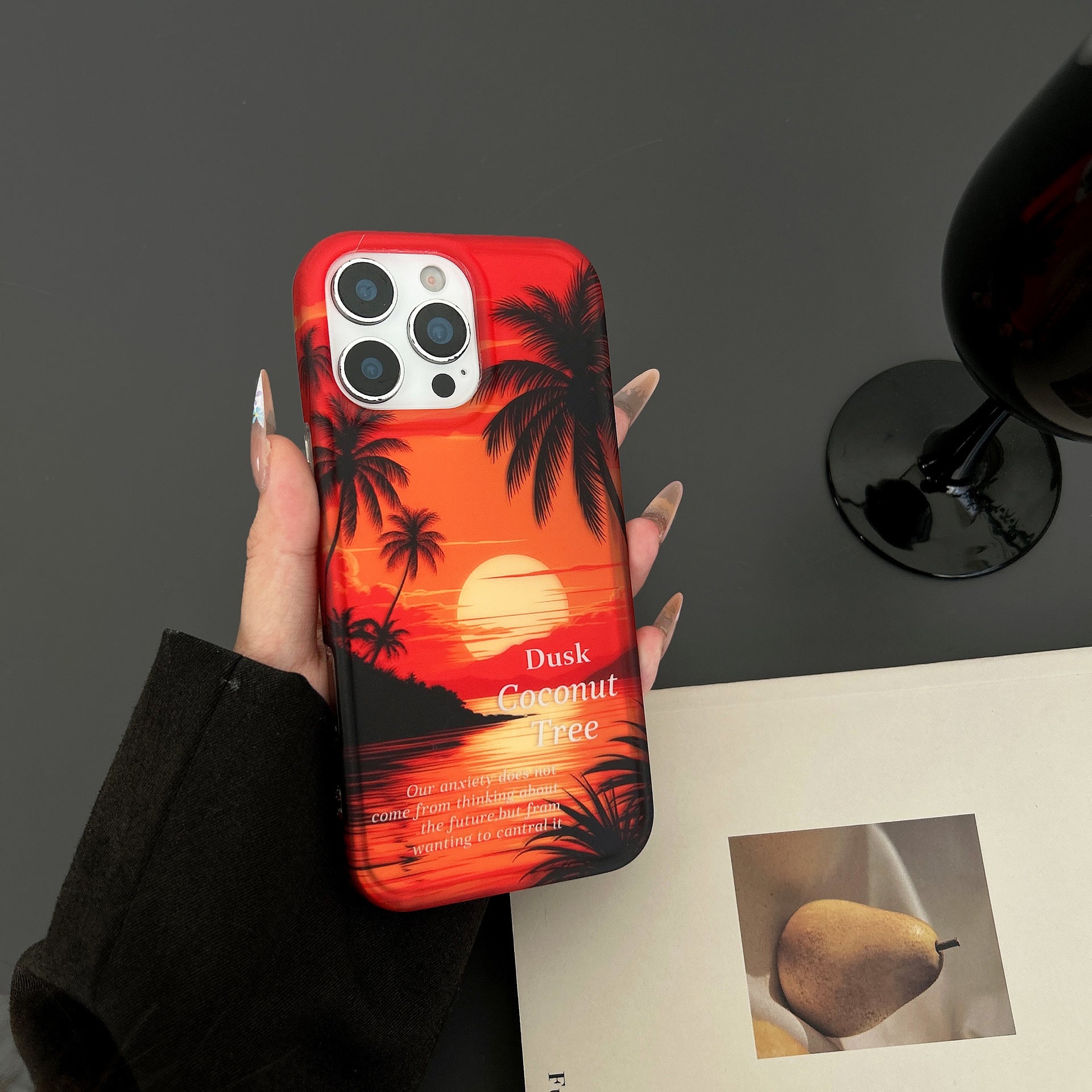 Sunset Coconut Tree Scenery Photo Frame Phone Case