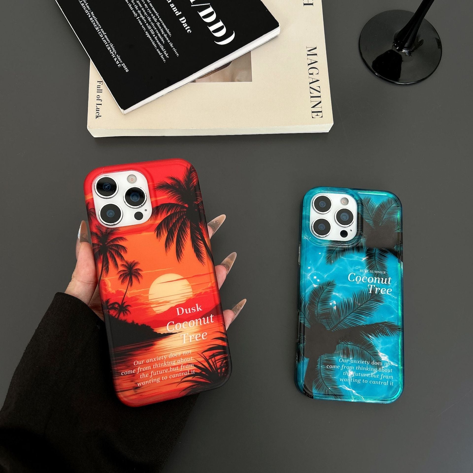 Sunset Coconut Tree Scenery Photo Frame Phone Case