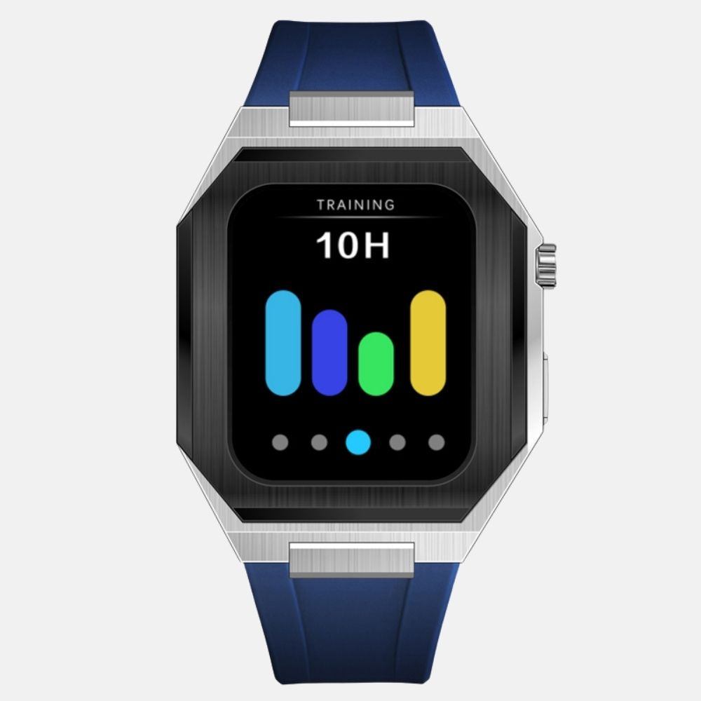 44MM Dual Tone Silver Luxury Edition iWatch Case: Silicone Strap