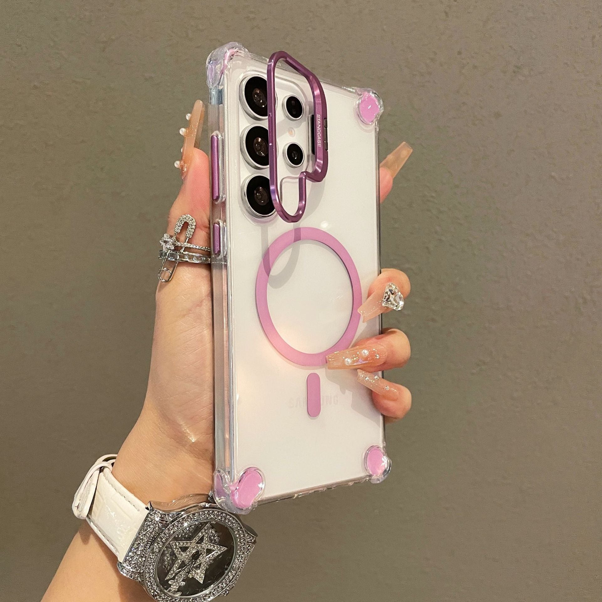 ?? Four-corner Airbag Magnetic Mobile Phone Case With Lens Holder