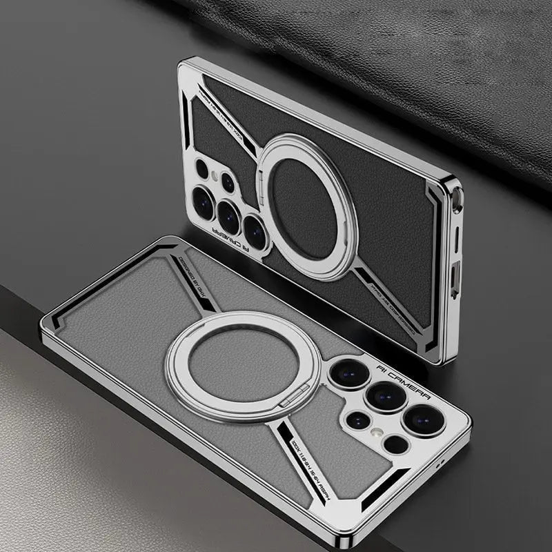Electroplated leather built-in magnetic ring full-cover protective case(Only Case)