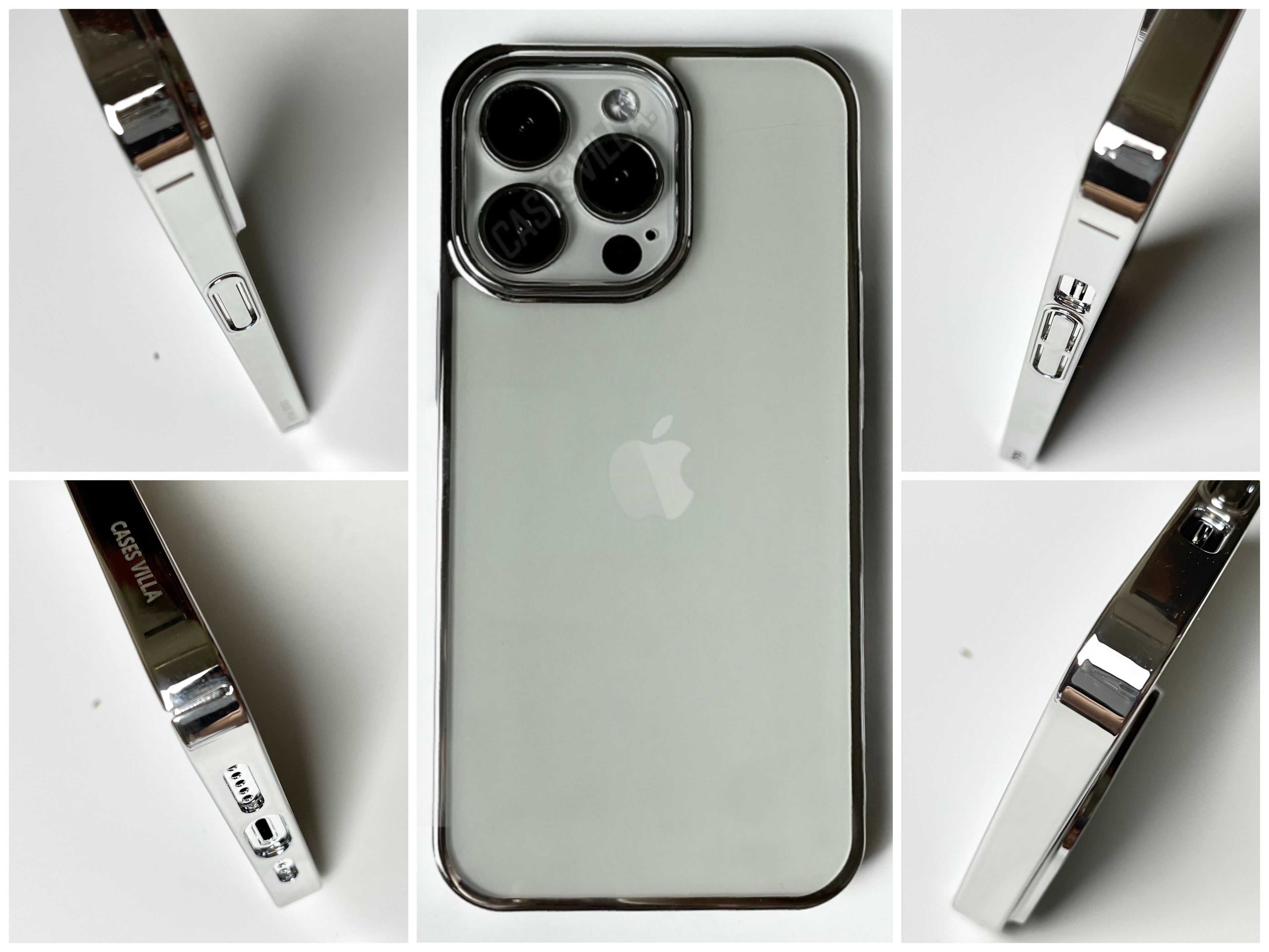 iPhone 13 Pro Cover - Glass Case with Electroplated Chrome Finish Edges