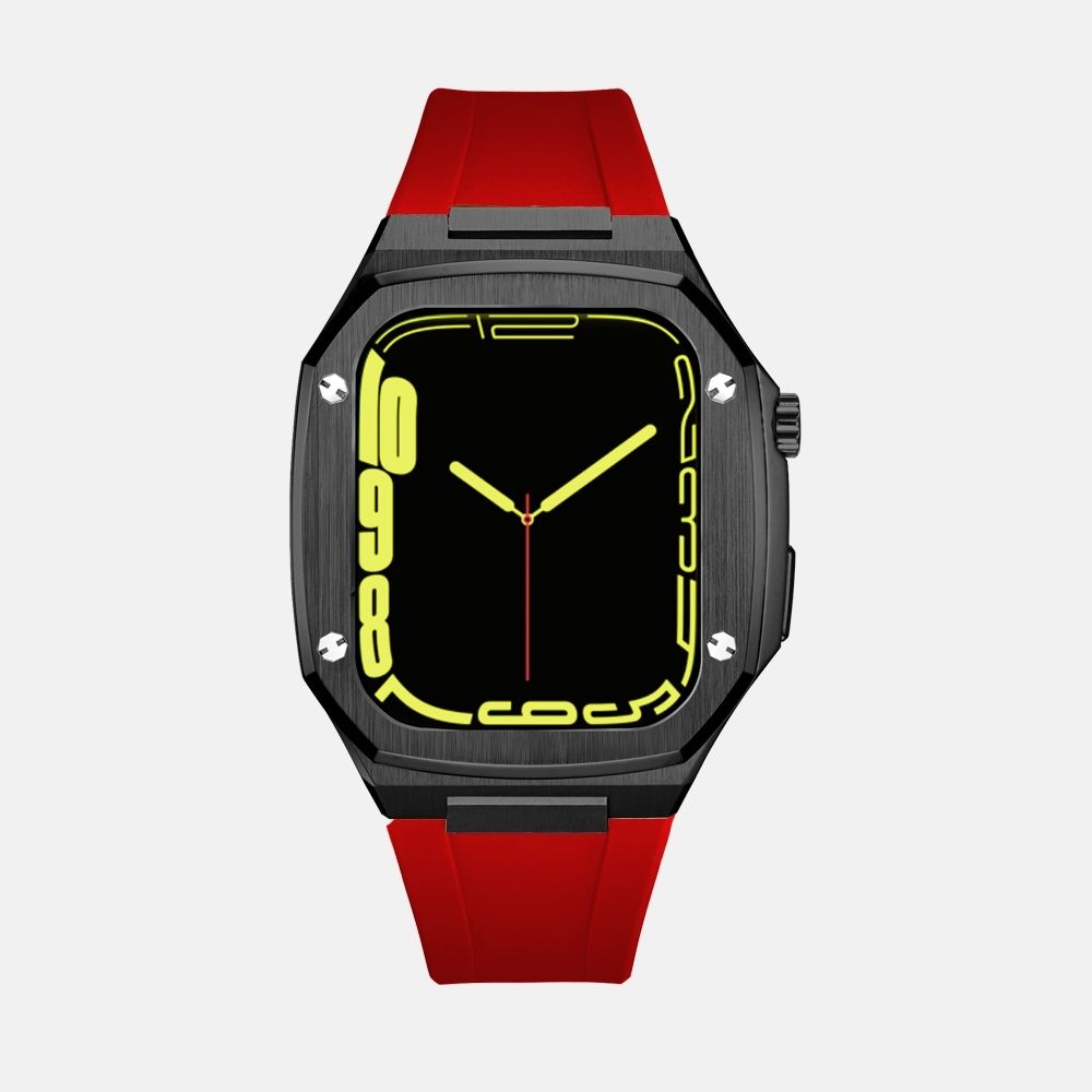 45MM Black Luxury Edition iWatch Case: Silicone Strap