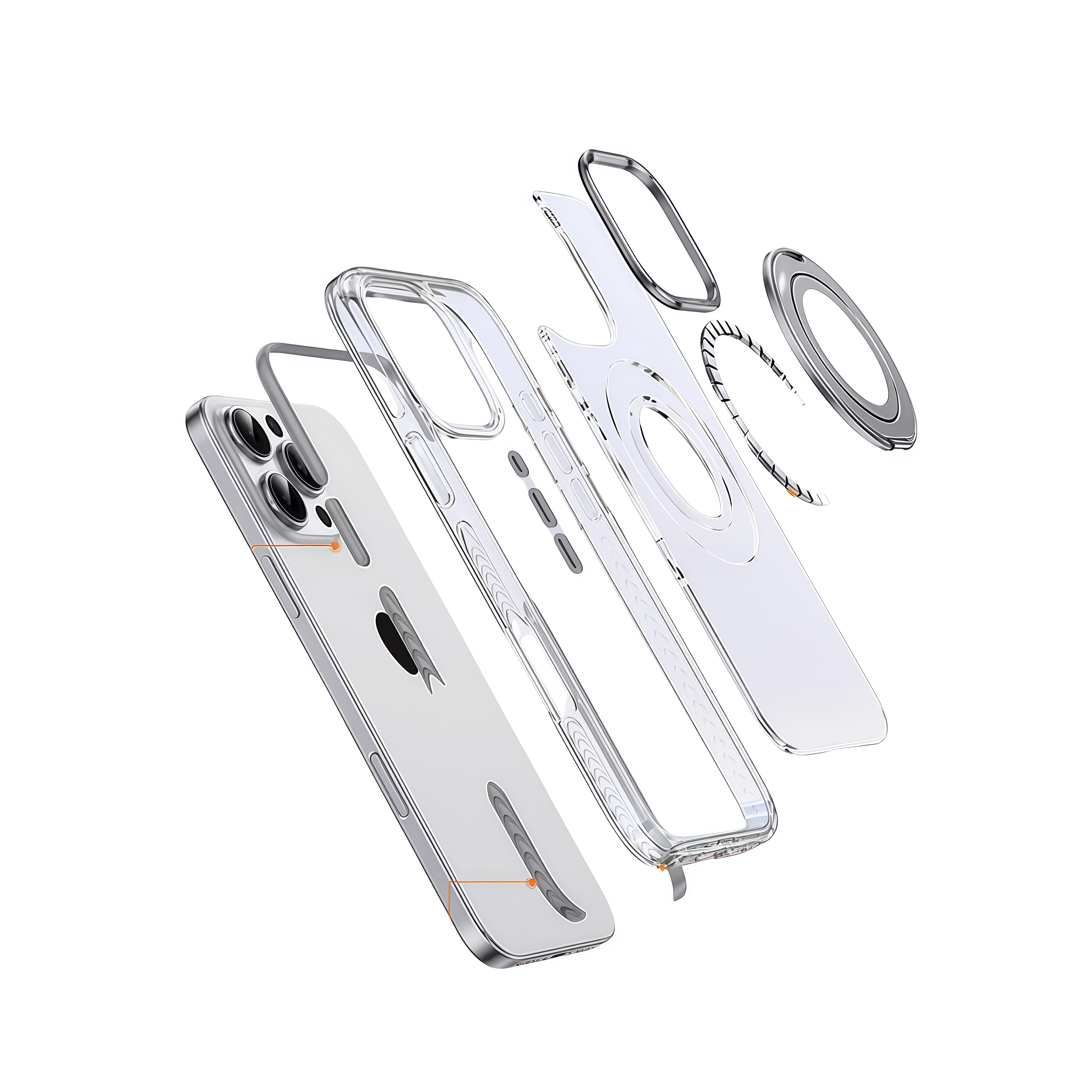 Two-color transparent magnetic rotating bracket first shell