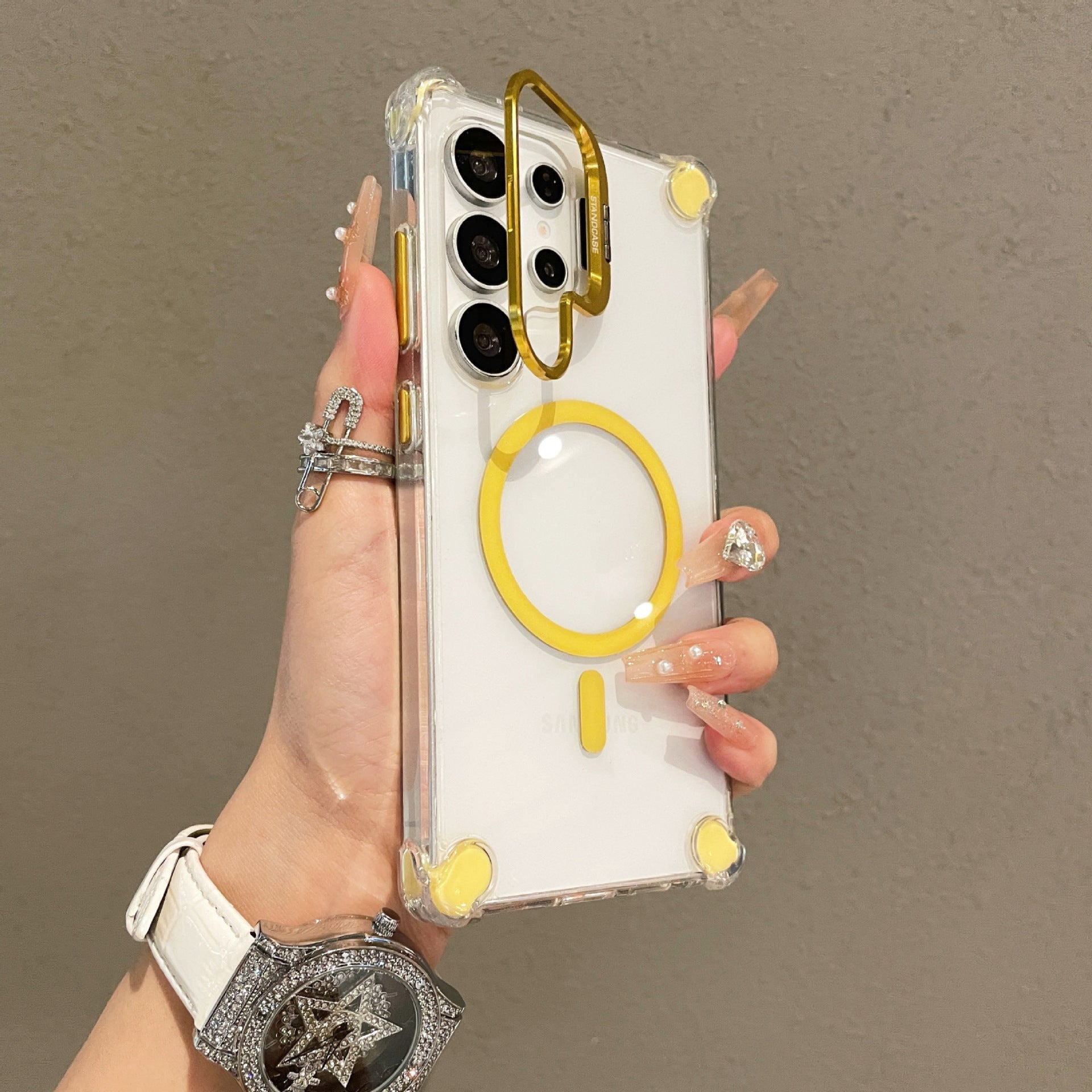 ?? Four-corner Airbag Magnetic Mobile Phone Case With Lens Holder