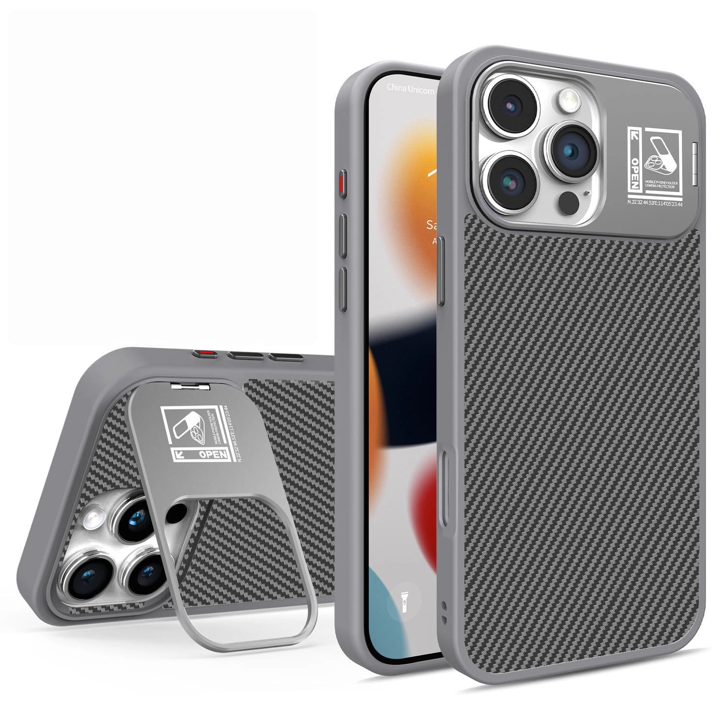 Carbon Fiber Texture Drop-proof Protective Case With Lens Holder