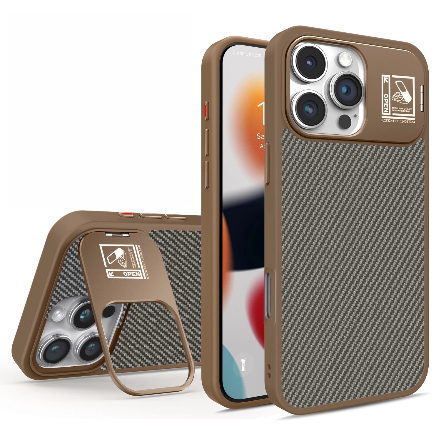 Carbon Fiber Texture Drop-proof Protective Case With Lens Holder