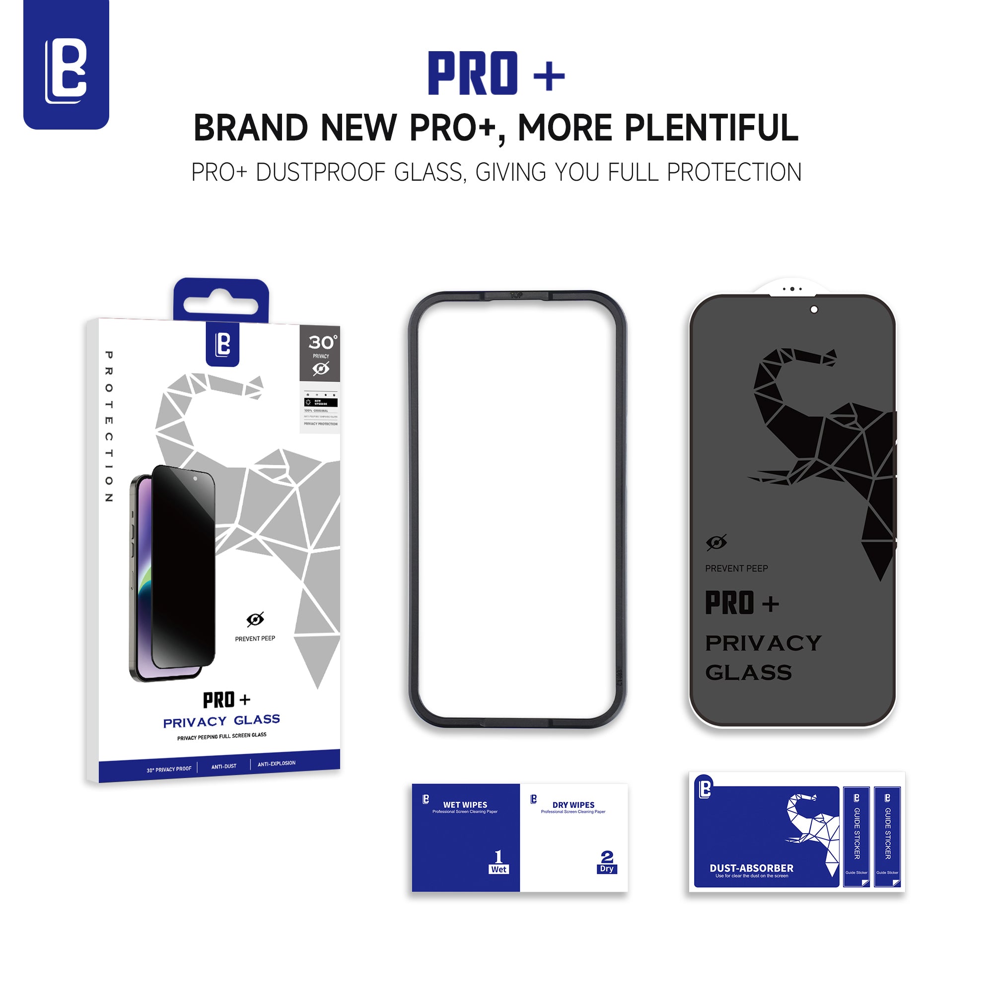 iPhone 15 Series Privacy Glass PRO+ Dust-Free Box 9H Screen Protector