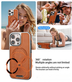 iPhone 17 Pro Max Magnetic Leather Case with 360° Rotating Stand