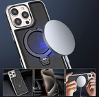 iPhone 17 Pro Max Magnetic Leather Case with 360° Rotating Stand