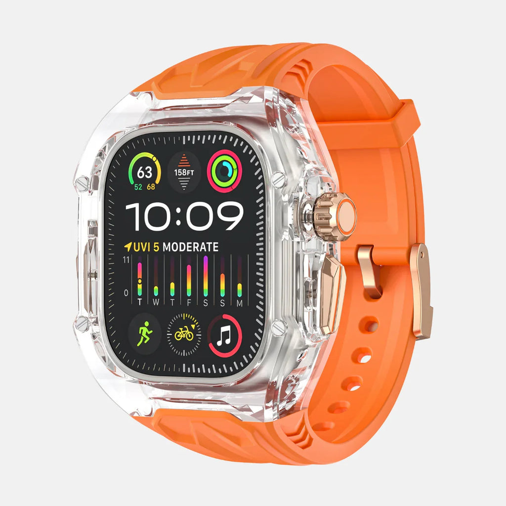 49MM Crystal Clear Edition Case for iWatch Ultra 1, 2 - ORANGE
