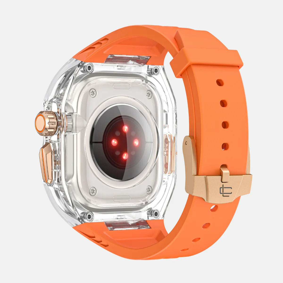 49MM Crystal Clear Edition Case for iWatch Ultra 1, 2 - ORANGE