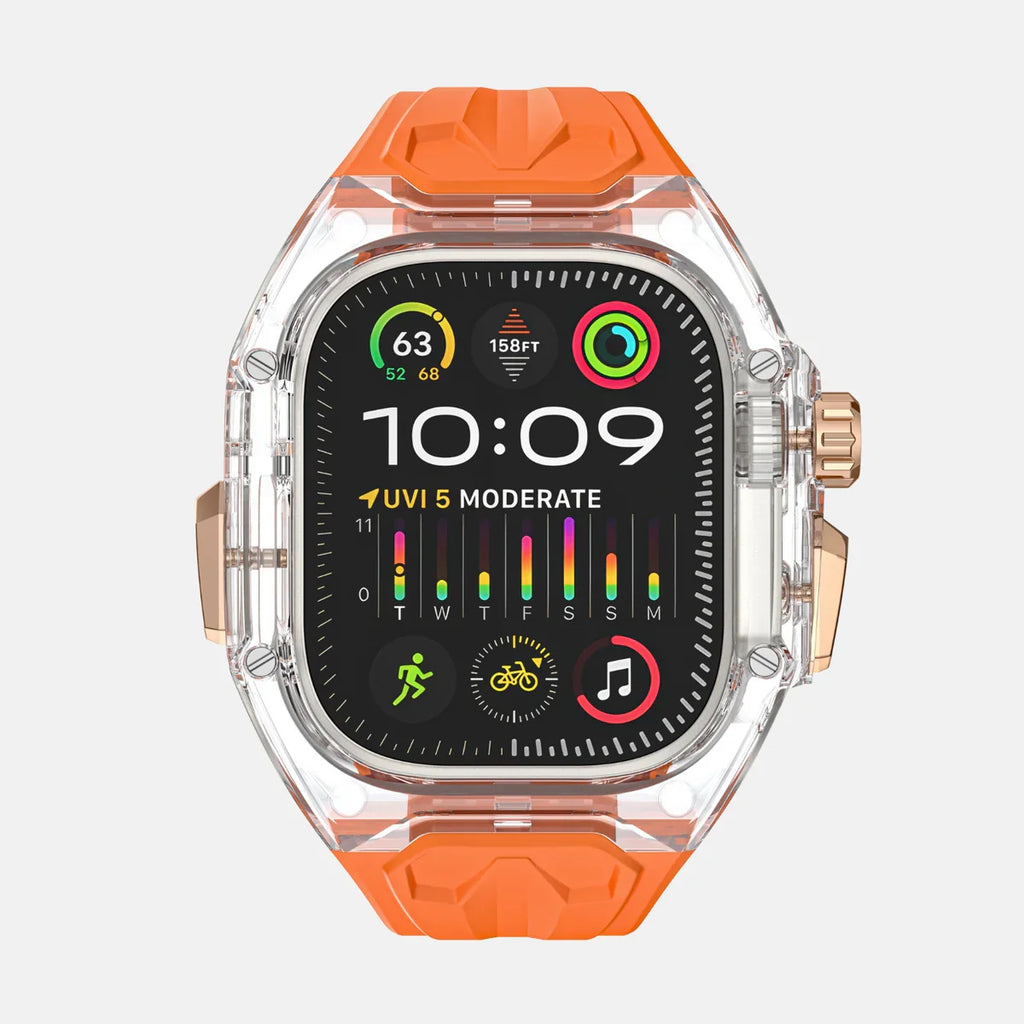 49MM Crystal Clear Edition Case for iWatch Ultra 1, 2 - ORANGE