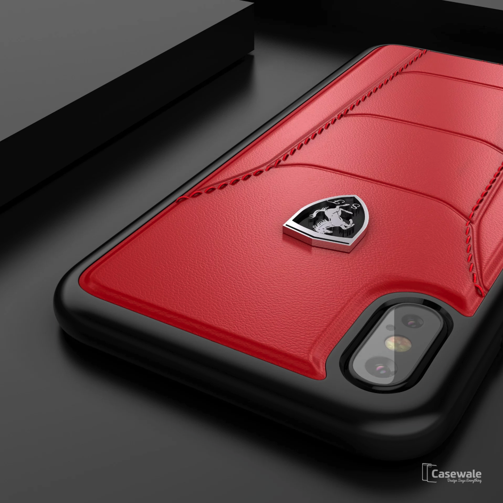 Ferrari ® iPhone X to 12 Pro Max Genuine Leather Crafted Case