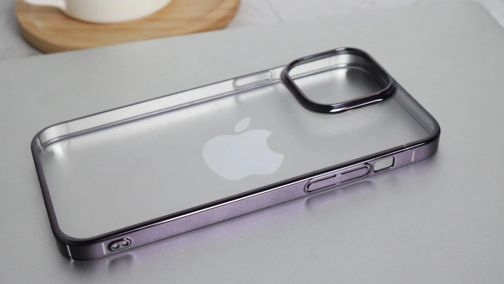 iPhone 14 Pro Cover - Glass Case with Electroplated Chrome Finish Edges