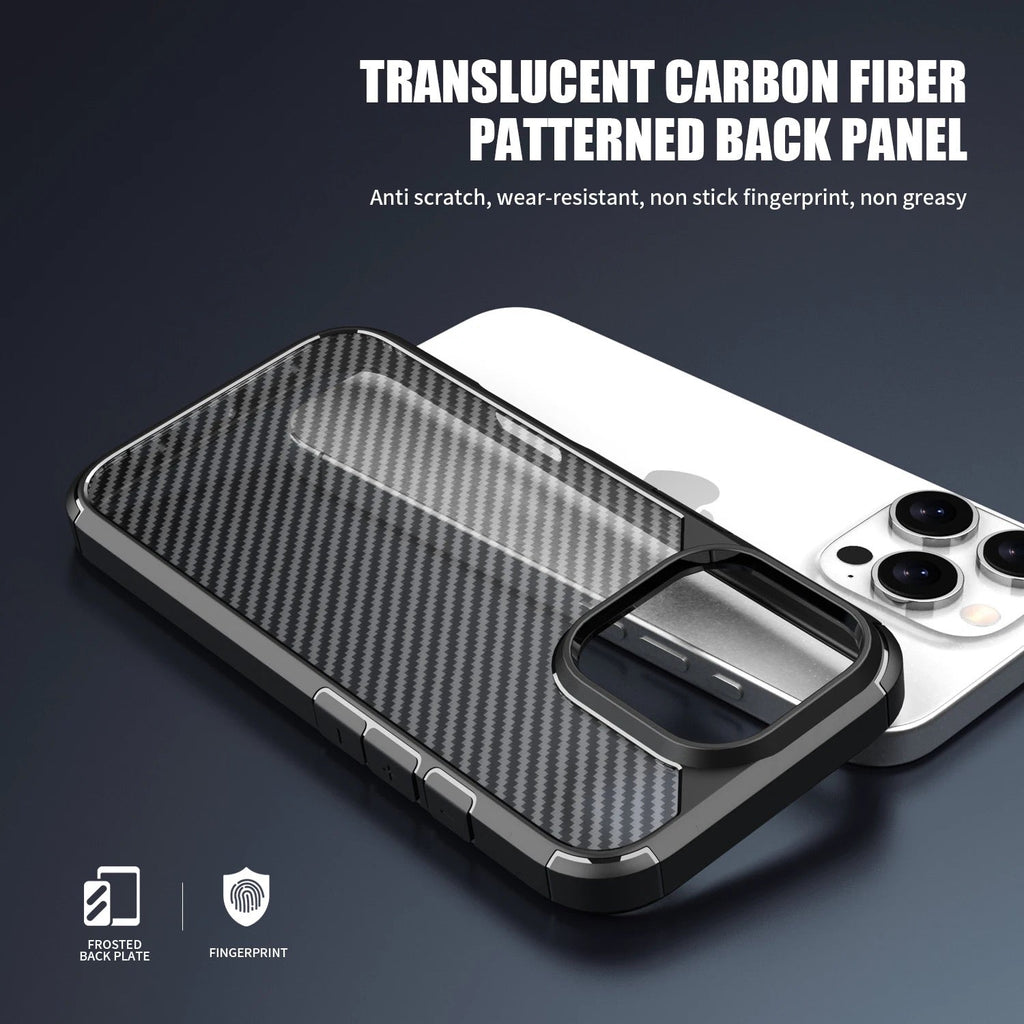 iPhone 16 Series Case : Carbon Fiber Texture Shockproof & Rugged Cover