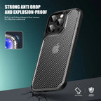 iPhone 16 Pro Case : Carbon Fiber Texture Shockproof & Rugged Cover