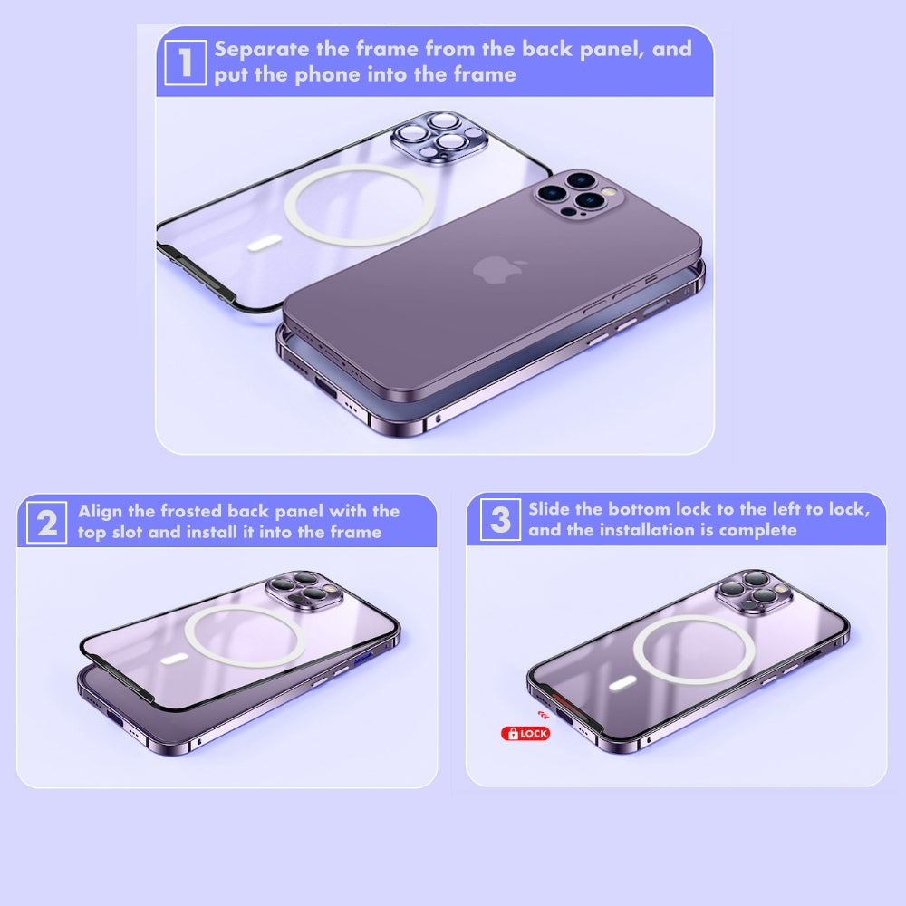 iPhone 13 & 14 Series : Metal Upgraded Lock MagSafe Cover with Camera Lens Protector