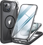 iPhone 15 360° Protection Case [BLACK] : Front Screen + Back Cover + Camera Protector