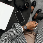 Natural Red Sandalwood & Metal Watch Band