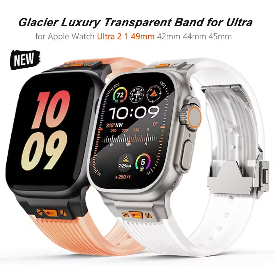 Transparent Silicone Sports Strap for Apple iWatch Ultra 1, 2, 49, 46, 45, 44, 42mm