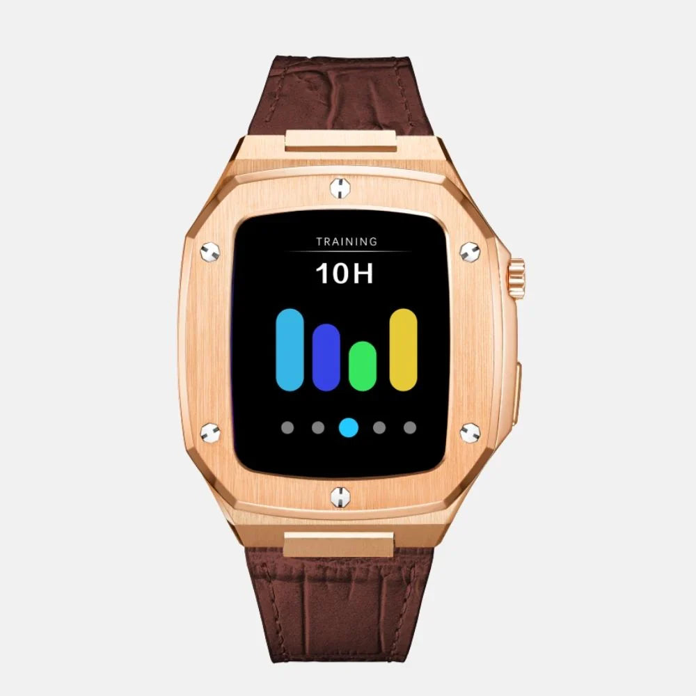 44MM Rose Gold Luxury Edition iWatch Case: Leather Strap