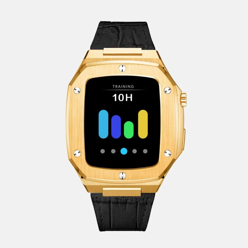 44MM Gold Luxury Edition iWatch Case: Leather Strap