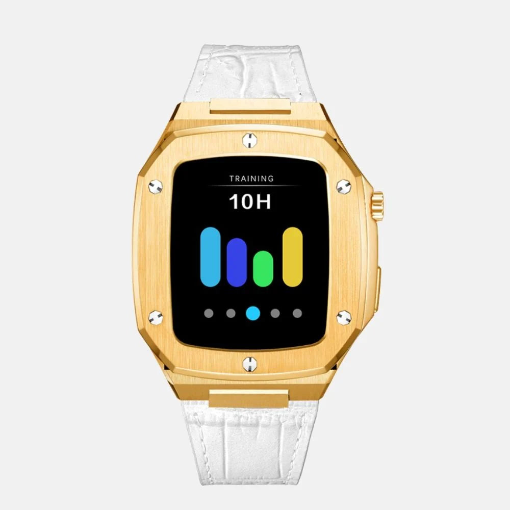 44MM Gold Luxury Edition iWatch Case: Leather Strap