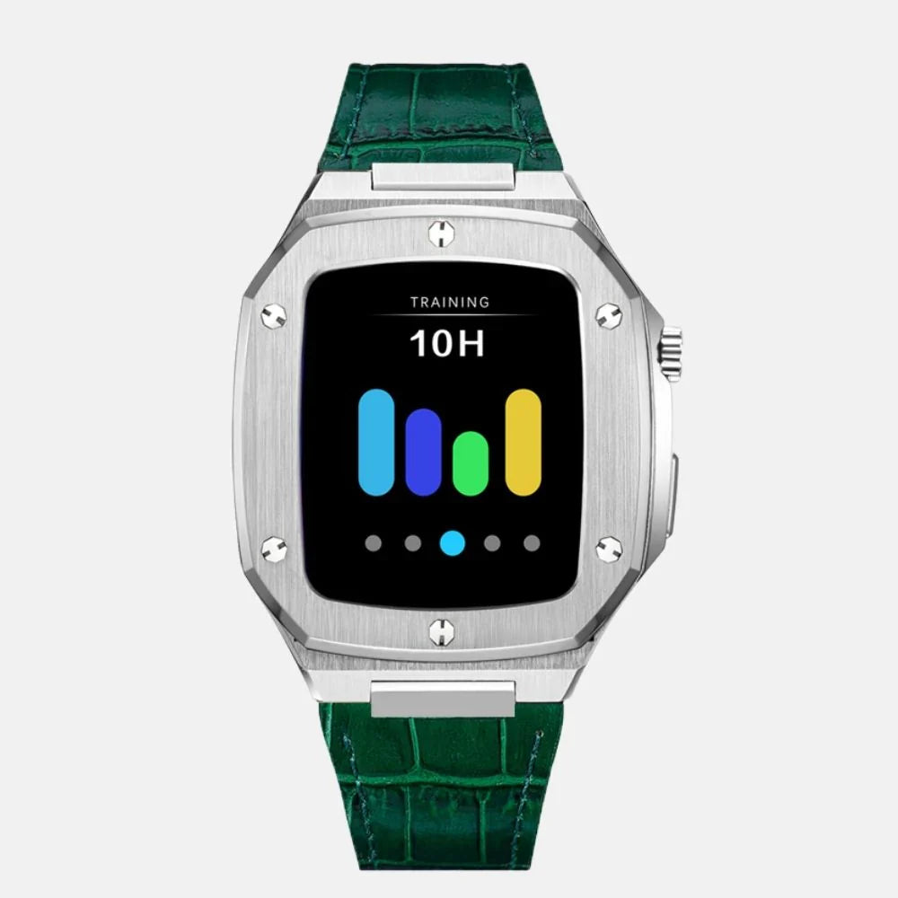 44MM Silver Luxury Edition iWatch Case: Leather Strap