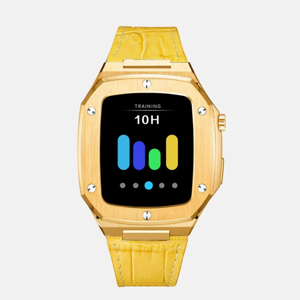 44MM Gold Luxury Edition iWatch Case: Leather Strap