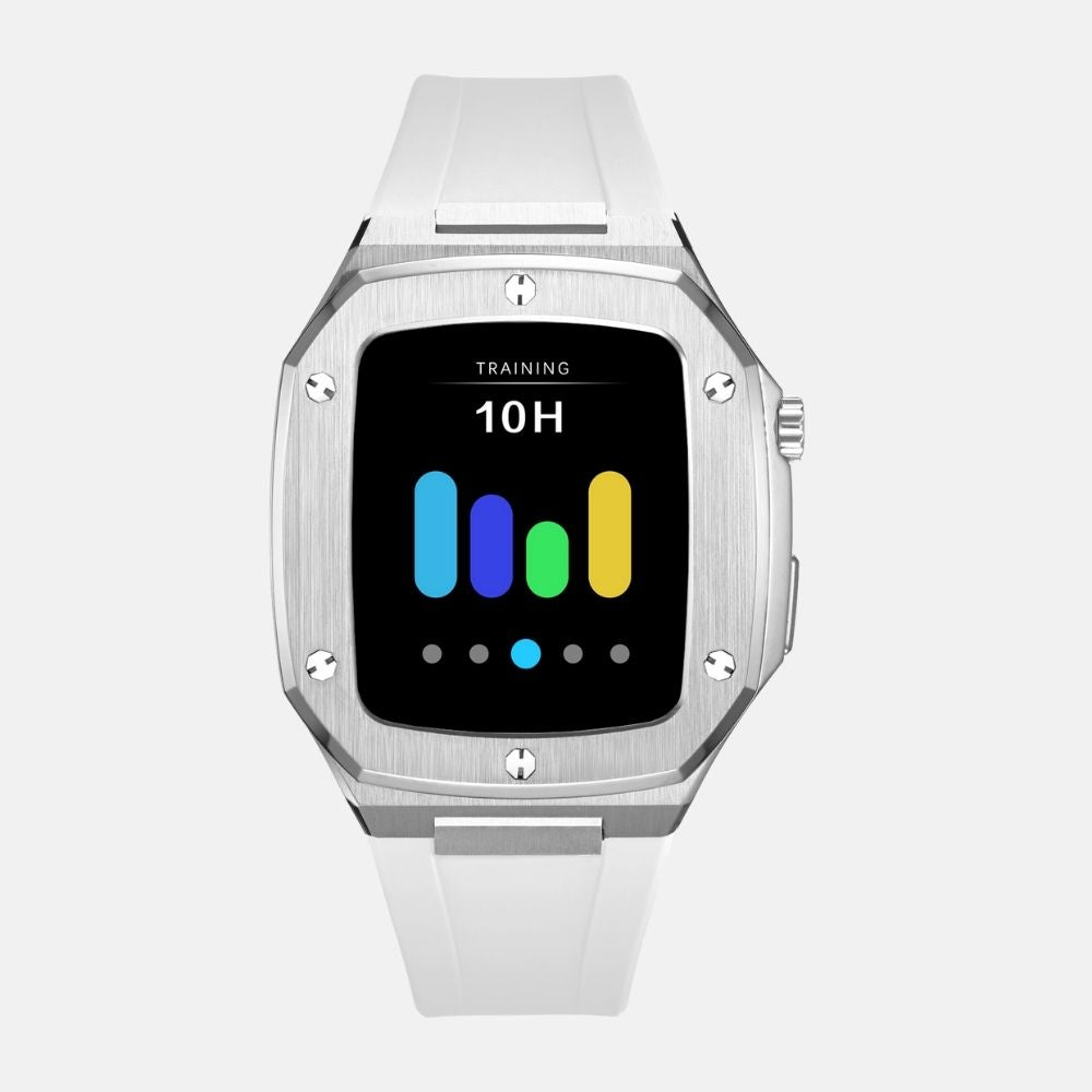 44MM Silver Luxury Edition iWatch Case: Silicone Strap