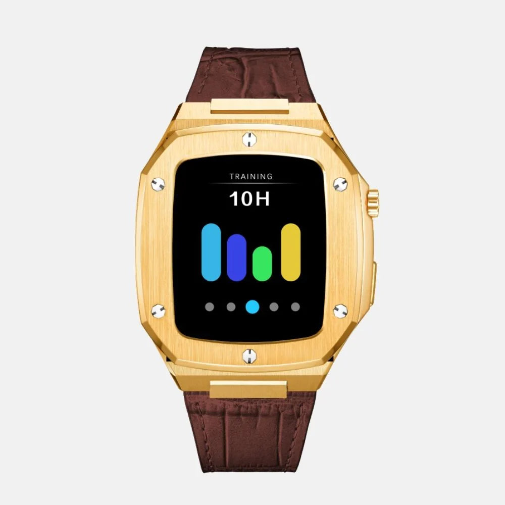 44MM Gold Luxury Edition iWatch Case: Leather Strap