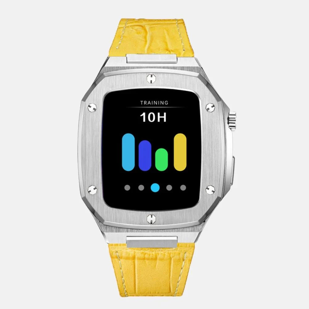 44MM Silver Luxury Edition iWatch Case: Leather Strap