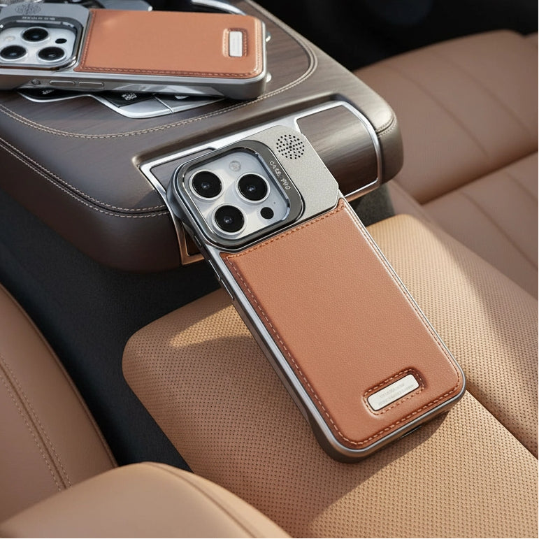 | Frameless Carbon Fiber Leather Magnetic Lens Bracket Protective Case