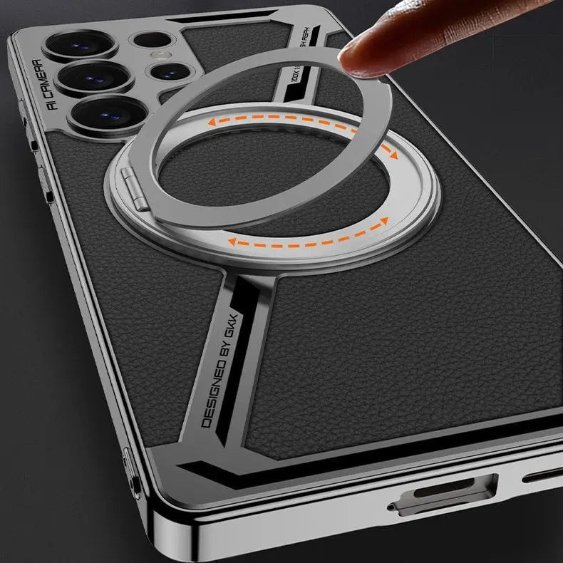 Electroplated leather built-in magnetic ring full-cover protective case(Only Case)