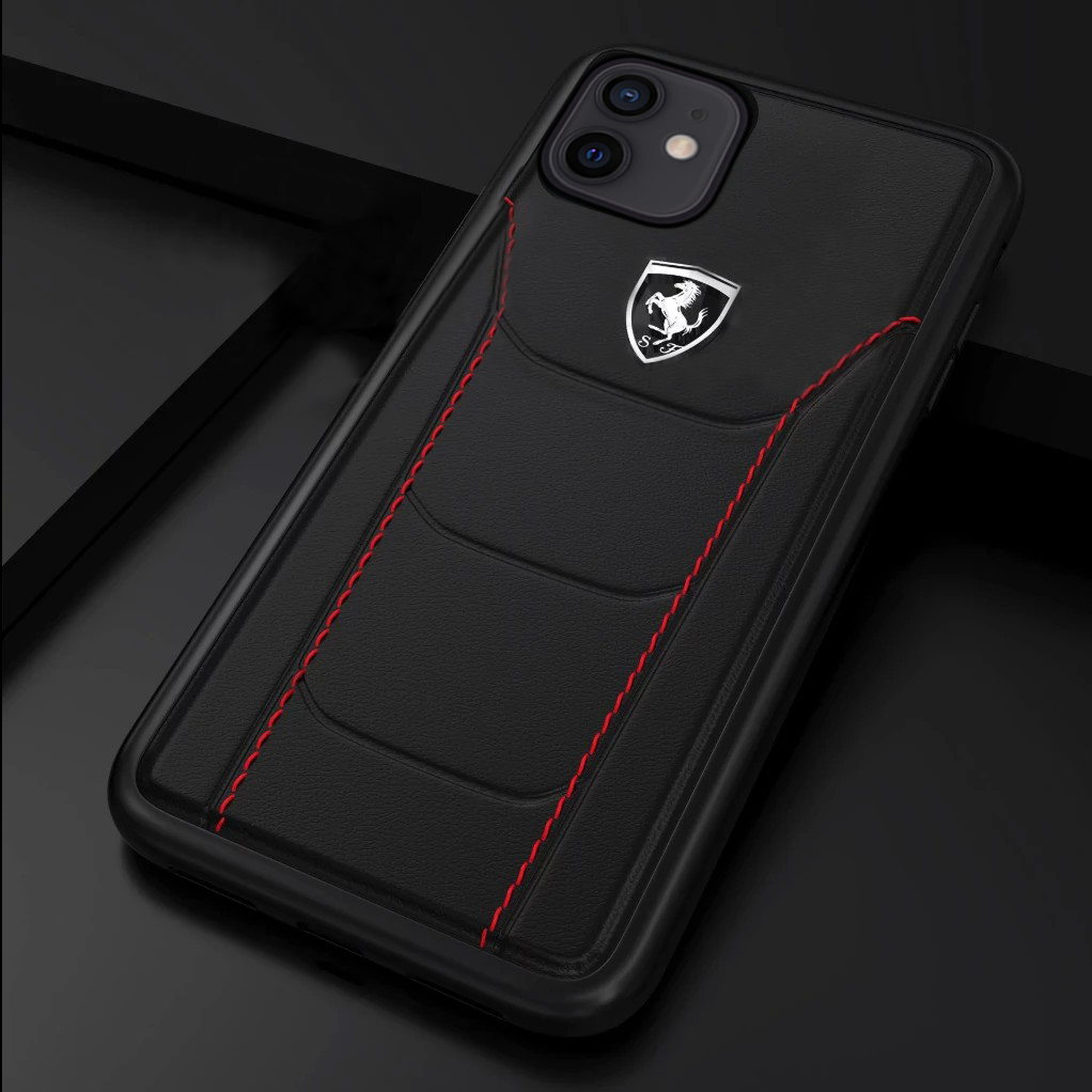 Ferrari ® iPhone X to 12 Pro Max Genuine Leather Crafted Case