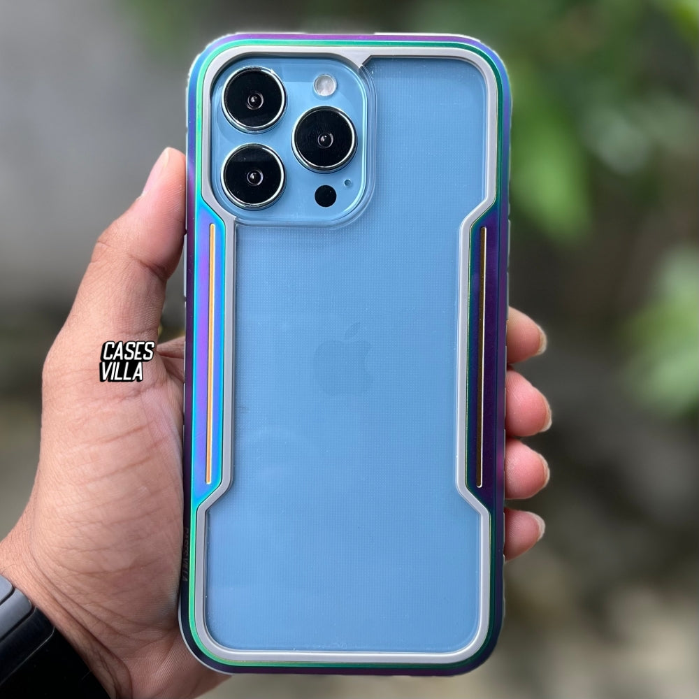 iPhone 13 / 13 Pro / Max Case - Iridescent Defence Shield Metal Cover | Military Grade Protection