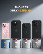 iPhone 15 360° Protection Case [PINK] : Front Screen + Back Cover + Camera Protector